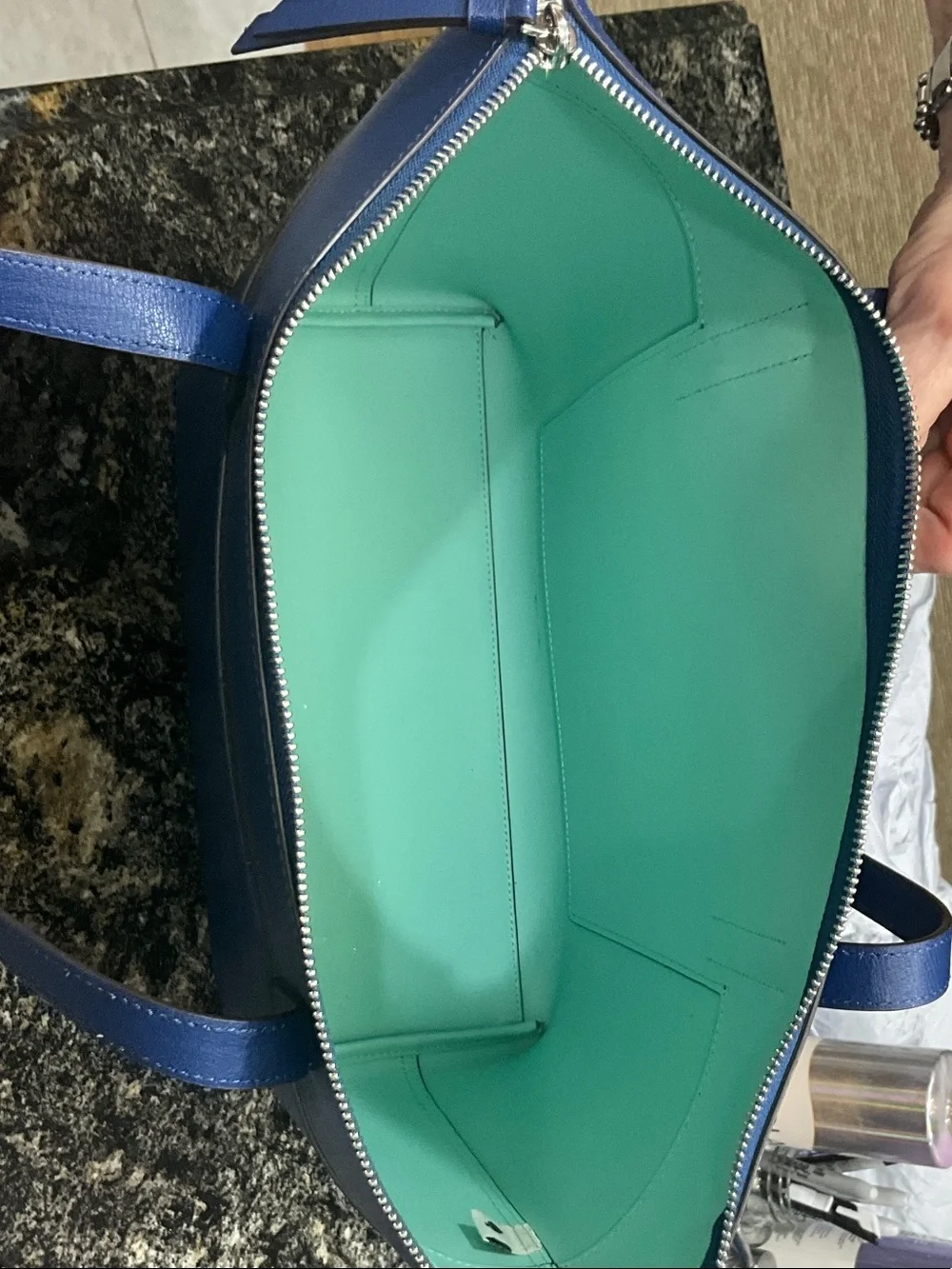 kate spade cobalt blue leather tote